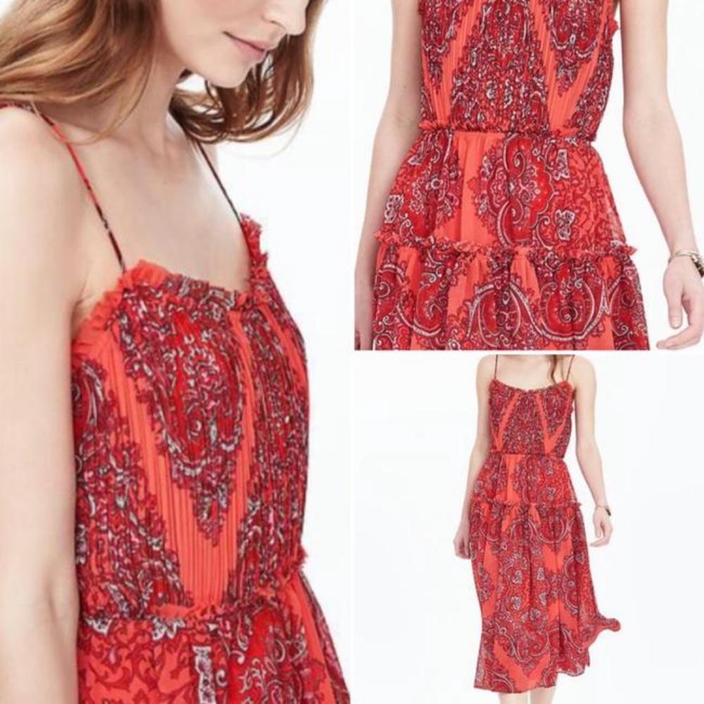 NWOT Paisley Banana Republic Chiffon Dress, 4